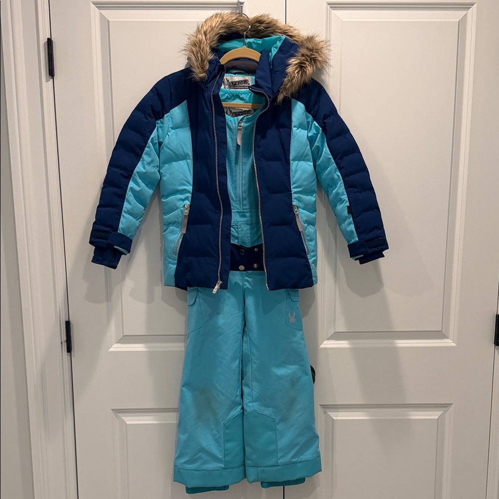 Spyder Girls Zadie Synthetic Down Jacket (8) & Adjustable Pants (7) Snow Ski Set